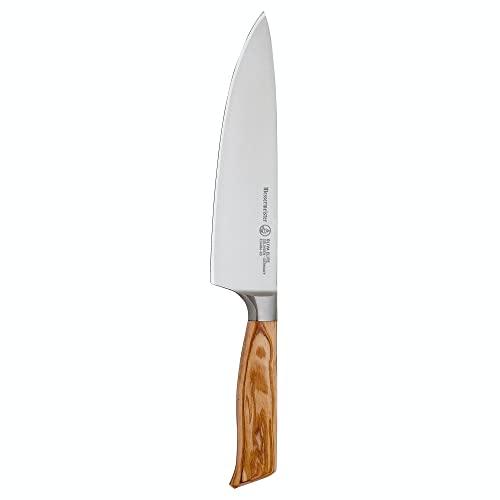 Messermeister Oliva Elite Stealth 8” Chef’s Knife - Fine German Steel Alloy Blade & Natural Mediterranean Olive Wood Handle - Rust Resistant & Easy to Maintain - Sales4U