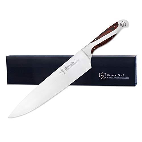 Hammer Stahl 10-Inch Chef Knife - High Carbon German Forged Steel - Professional Kitchen Knife - Ergonomic Quad-Tang Pakkawood Handle - Sales4U