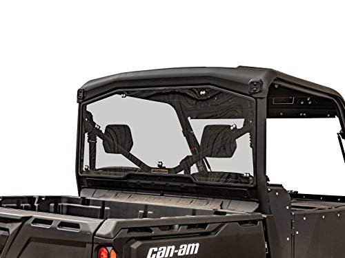 SuperATV 1/4" Polycarbonate Light Tint Full Rear Windshield for Can-Am Defender HD / Pro HD / Limited HD / MAX HD (See Fitment) | Pre-Assembled for Easy Install | 250X Stronger Than Glass | USA Made!