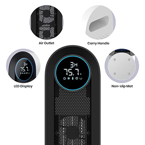 Daxiga Space Heater for Indoor Use, 1500W Electric Portable Heater with Thermostat, Ceramic PTC Room Heater with 3 Modes, 24H Timer, LED Display, Oscillating Heater with Remote for Bedroom, Office