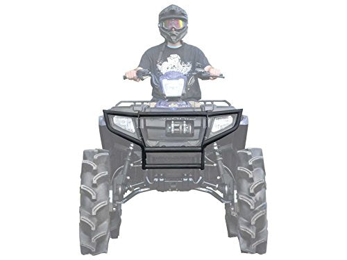 SuperATV Heavy-Duty Front Bumper for Polaris Sportsman 450 / 500 / 600 / 700 / 800 (See Fitment) | Blocks Brush / Debris | Black, Textured Finish | Easy Bolt-On Install | Protects Entire Front End!