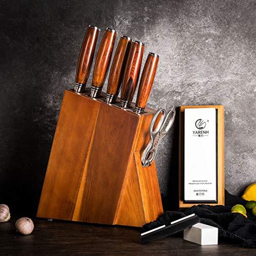YARENH Kitchen Knife Set with Block, 8 Piece, Sharp Professional Chef Knife Set, 73 Layers Japanese Damascus High Carbon Stainless Steel, Full Tang Dalbergia Wood Handle, Gift Box - Sales4U
