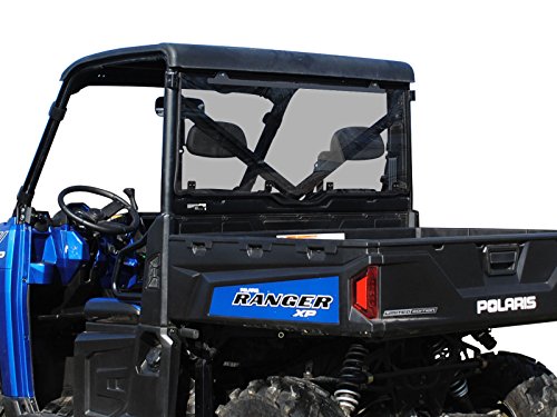 SuperATV Rear Windshield for 2017+ Polaris Ranger XP 1000 / Crew (See Fitment) | 1/4" Light Tint Polycarbonate 250x Stronger Than Glass & 25x Stronger Than Acrylic (Not Scratch Resistant) | USA Made