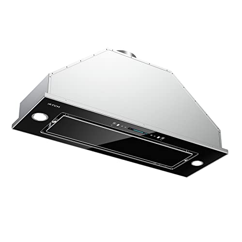 IKTCH New 30" Range Hood Insert, 900 CFM Ducted/Ductless Range Hood with 4 Speed Fan, Black Stainless Steel & Tempered Glass Range Hood 30 inch with Gesture Sensing&Touch Control Making life Smarter