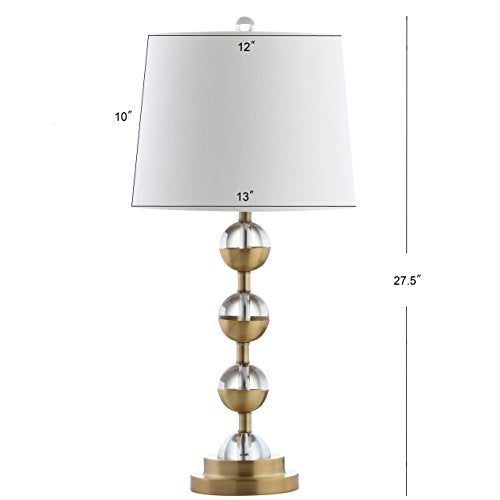 JONATHAN Y JYL2049A-SET2 Set of 2 Table Lamps Avery 27.5" Crystal LED Table Lamp Contemporary Bedside Desk Nightstand Lamp for Bedroom Living Room Office College Bookcase, Clear/Brass Gold