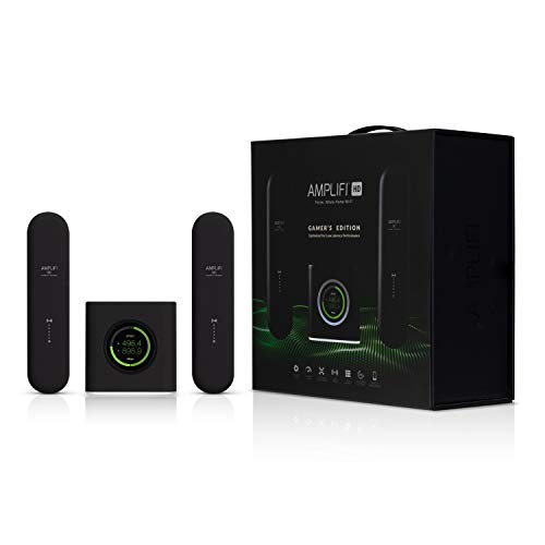 AmpliFi Gamer’s Edition WiFi System by Ubiquiti, Seamless Whole Home Wireless Internet, HD WiFi Router, 2 Mesh Points, 4 Gigabit Ethernet, 1 WAN Port, Ethernet Cable, Replaces Router & WiFi Extenders