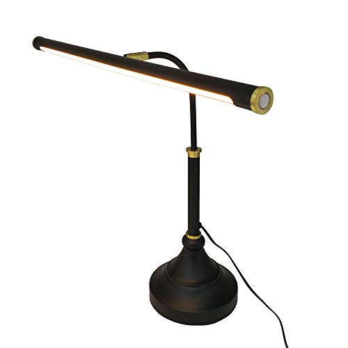 HomeFocus LED Piano Desk Table Lamp,Reading Desk Table Lamp,Study Lamp,Touch Dimmable,Adjustable Height,Multi-Functional,Metal,Black +Bronze,LED 5W,3000K,Play Piano,Reading or Office Working.