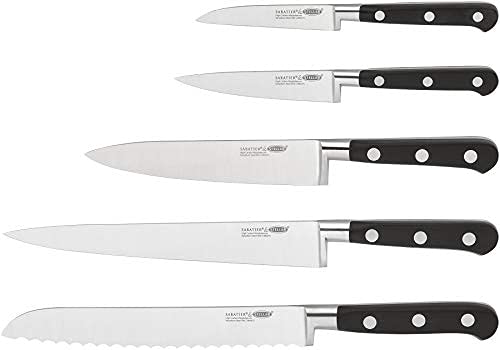 Stellar Sabatier IS60B 6-Piece Set of Knives with Black Knife Block, Razor Sharp Stainless Steel Blades - Fully Guaranteed