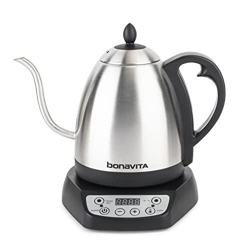 Bonavita 1L Digital Variable Temperature Gooseneck Electric Kettle for Coffee Brew and Tea Precise Pour Control, 6 Preset Temps, Café or Home Use, 1000 Watt, Stainless Steel - Sales4U