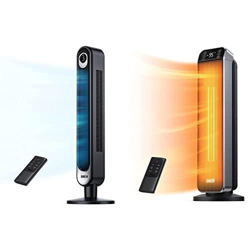 Dreo Cruiser Pro T1 Tower Fan, 42 Inch Quiet Oscillating Bladeless Fan with Remote, 3 Modes & 24%22 Space Heater, 10ft/s Fast Quiet Heating Portable Electric Heater with Remote, 3 Modes, Black - Sales4U