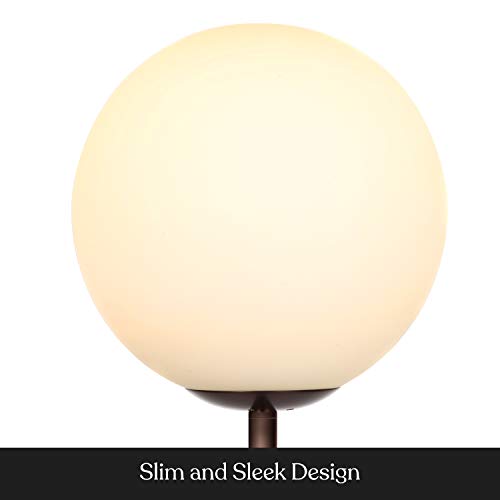 Brightech Luna LED Floor lamp, Modern Lamp for Living Rooms & Offices, Great Living Room Décor, Tall Lamp with Frosted Glass Globe, Mid Century Standing Lamp for Bedroom Reading - Oil Brushed Bronze
