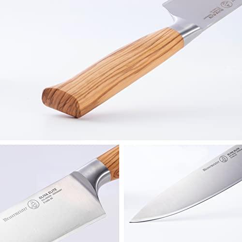 Messermeister Oliva Elite Stealth 8” Chef’s Knife - Fine German Steel Alloy Blade & Natural Mediterranean Olive Wood Handle - Rust Resistant & Easy to Maintain - Sales4U