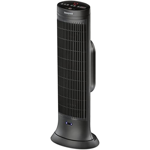 Honeywell Safeguard Motion Sensor Ceramic Space Heater, Large Room, Black –Ceramic Heater with Two Heat Settings and Slim Tower Design