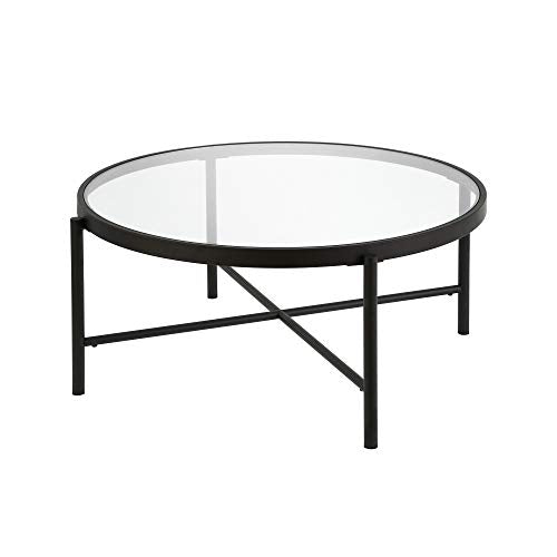 Duxbury 36'' Wide Round Coffee Table in Blackened Bronze