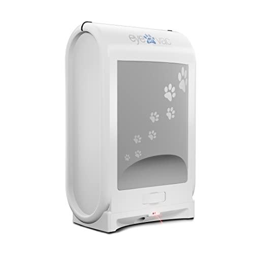 EyeVac Pet Touchless Stationary Vacuum for Pet Hair, Dust & Debris - 1400 Watts Professional Vacuum Active Infrared Sensors, High Efficiency Filtration, Bag-Less Canister (Designer White & Paw Prints) - Sales4U
