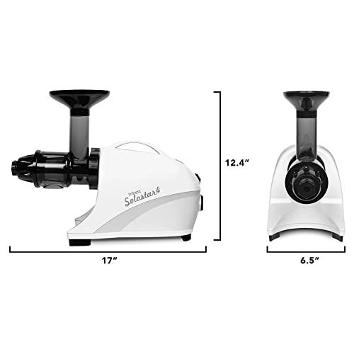 Tribest Solostar SS-4200-B Horizontal Slow Masticating Juicer, Single Auger Cold Press Juicer & Juice Extractor, White - Sales4U