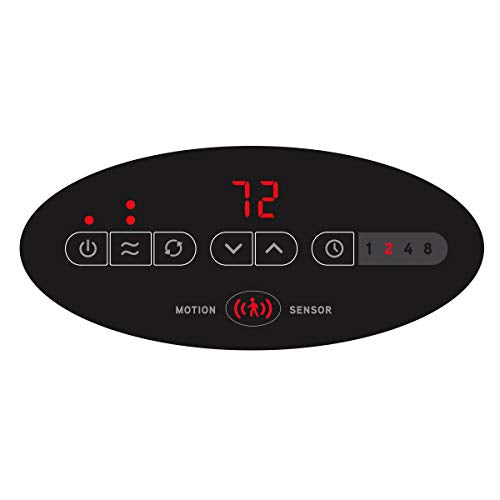 Honeywell Safeguard Motion Sensor Ceramic Space Heater, Large Room, Black –Ceramic Heater with Two Heat Settings and Slim Tower Design