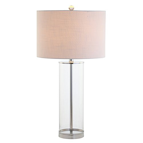 JONATHAN Y JYL2004A Harper 29" Glass LED Table Lamp Modern Contemporary Bedside Desk Nightstand Lamp for Bedroom Living Room Office College Bookcase LED Bulb Included, Clear/Chrome