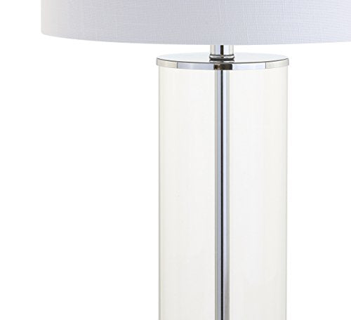 JONATHAN Y JYL2004A Harper 29" Glass LED Table Lamp Modern Contemporary Bedside Desk Nightstand Lamp for Bedroom Living Room Office College Bookcase LED Bulb Included, Clear/Chrome