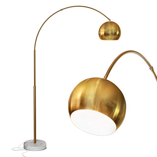 Brightech Olivia Floor Lamp, Arc Lamp for Living Rooms, Standing Lamp with LED Light Bulbs for Bedroom Reading, Great Living Room Décor, Tall Lamp for Offices – Brass/Gold