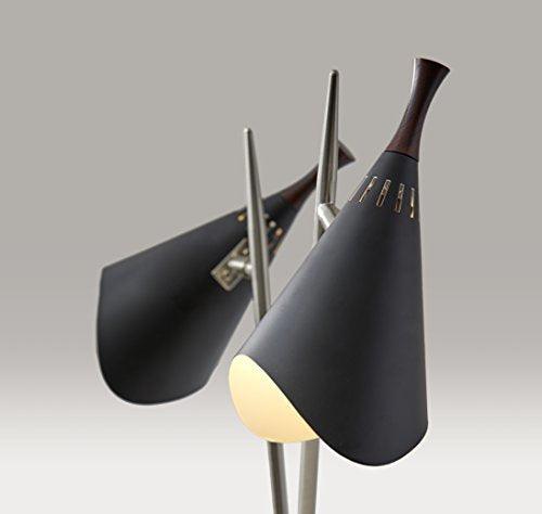 Adesso 3235-01 Draper Desk Lamp, 22 in, 2 x 60W Incandescent/ 2 x 13W CFL, Brushed Steel/Black Painted w/Wood Accent, 1 Table Lamp - Sales4U