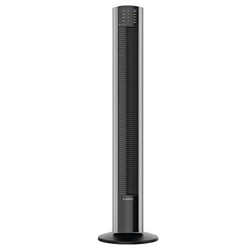 Lasko XtraAir 48 Inch 4 Speed 8 Hour Timer Oscillating Standing Tower Home Fan Air Ionizer with Remote Control, Black