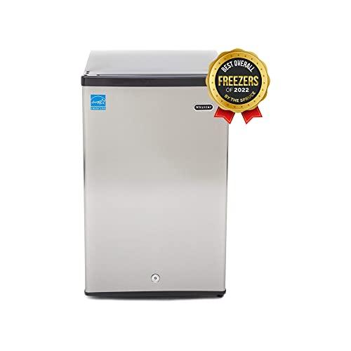 Whynter CUF-112SS CUF-210SS Mini, 2.1 Cubic Foot Energy Star Rated Small Upright Freezer with Lock, Stainless Steel, Black-1.1 Feet - Sales4U