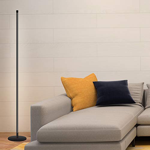 Modern Floor Lamp Led Standing Corner Lamp Black Decor Floor Lamps Contemporary Metal Floor Lamp for Living Room Bedrooms with Remote & Touch Control