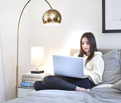 Brightech Olivia Floor Lamp, Arc Lamp for Living Rooms, Standing Lamp with LED Light Bulbs for Bedroom Reading, Great Living Room Décor, Tall Lamp for Offices – Brass/Gold
