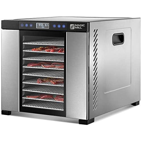 Magic Mill Food Dehydrator Machine | 11 Stainless Steel Trays | Adjustable Timer and Temperature Control | Jerky, Herb, Meat, Beef, Fruits and Vegetables Dryer | Safety Over Heat Protection - Sales4U