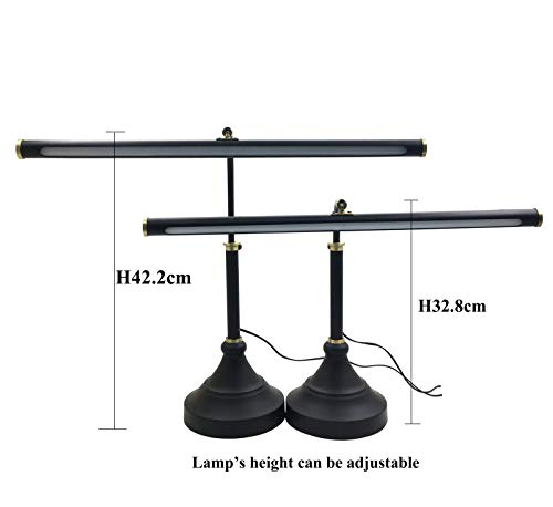 HomeFocus LED Piano Desk Table Lamp,Reading Desk Table Lamp,Study Lamp,Touch Dimmable,Adjustable Height,Multi-Functional,Metal,Black +Bronze,LED 5W,3000K,Play Piano,Reading or Office Working.