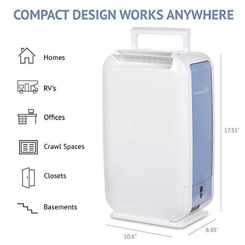 Ivation 13-Pint Small-Area Desiccant Dehumidifier Compact and Quiet - With Continuous Drain Hose for Smaller Spaces, Bathroom, Attic, Crawlspace and Closets - For Spaces Up To 270 Sq Ft, White - Sales4U