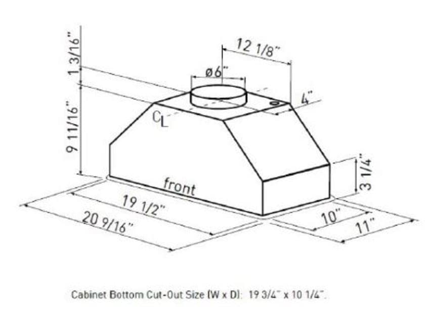 Miseno MH80120AS Miseno MH80120AS 150 - 390 CFM 20 Inch 3-Speed Ultra Quiet Range Hood Insert with Halogen Lighting