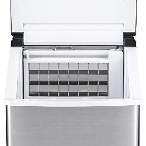 Newair Silver Counter Top Ice Maker Machine,Compact Automatic Ice Maker, Cubes Ready in under 15 Minutes,Portable Ice Cube Maker with Scoop and Basket,Perfect For Home/Kitchen/Office/Bar - ClearIce40