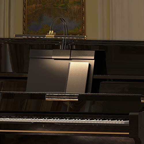 Cocoweb 22" Grand Piano Lamp, LED, Adjustable, Quality Lighting in Black with Satin Nickel Accents, with Plug-in Adapter - GPLED22SND - Sales4U