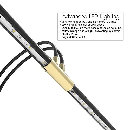 Cocoweb GPLED22D 22" Grand Piano Lamp, LED, Adjustable, Quality Lighting in Black with Brass Accents, with Plug-in Adapter - Sales4U