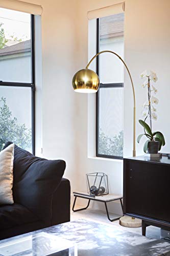 Brightech Olivia Floor Lamp, Arc Lamp for Living Rooms, Standing Lamp with LED Light Bulbs for Bedroom Reading, Great Living Room Décor, Tall Lamp for Offices – Brass/Gold