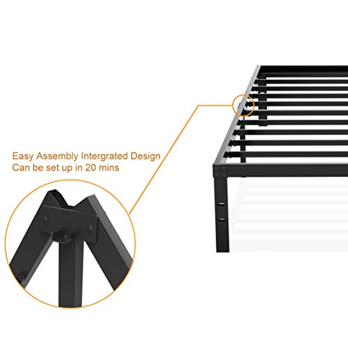 Heavy Duty Twin Platform Bed Frame, NOAH MEGATRON 14 Inch Mattress Foundation Bed Frame, 12 Inch Under-Bed Storage,No Box Spring Needed (Twin)