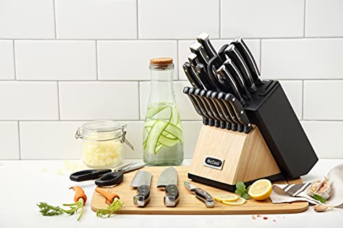McCook® MC65 Knife Sets, 20 Pieces German Stainless Steel Kitchen Knives Block Set with Pull-Away Steak Block and Built-in Knife Sharpener