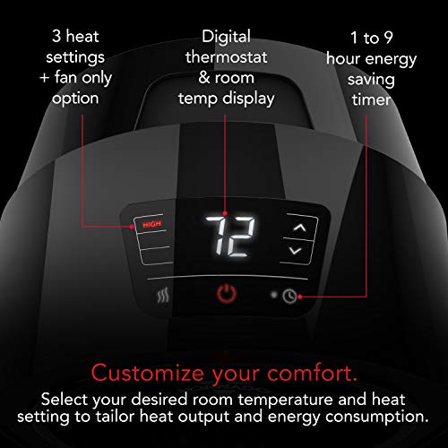 Vornado Velocity 3R Whole Room Space Heater with Timer, Adjustable Thermostat, Black & MVH Vortex Heater with 3 Heat Settings, Adjustable Thermostat, Tip-Over Protection, Black