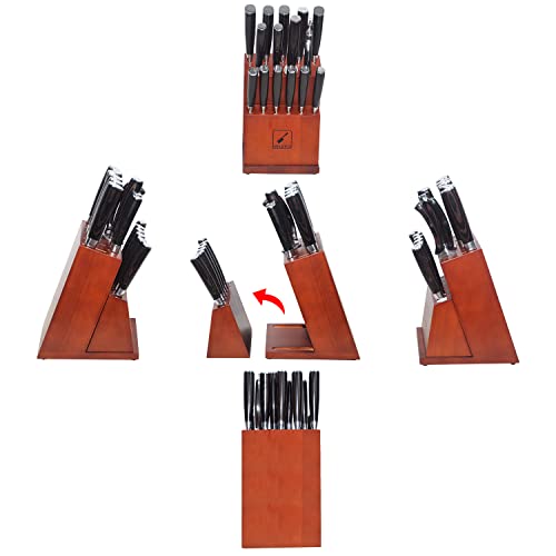 Japanese Knife Set, imarku 16-Piece Professional Kitchen Knife Set with Block, Knife Sets for Kitchen with Block, Japan Steel Chef Knife Set for Home with Knife Sharpener, Ideal Kitchen Gadgets