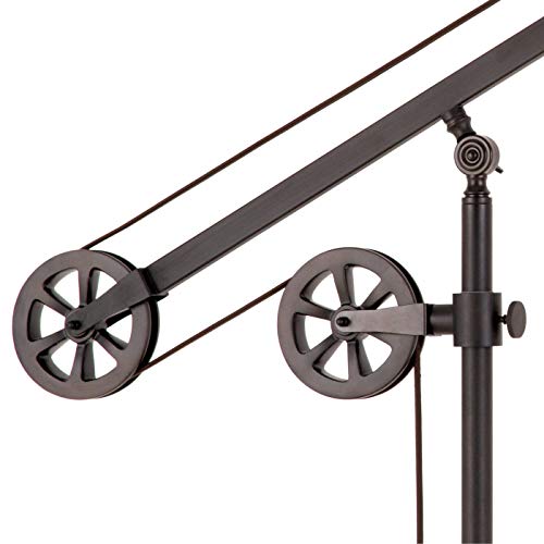 Descartes Pulley System Floor Lamp with Metal Shade in Blackened Bronze/Blackened Bronze