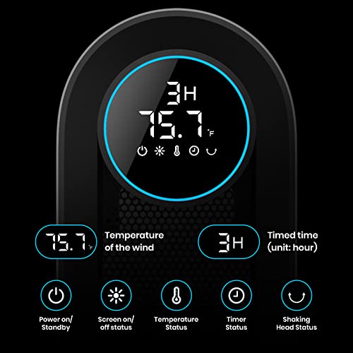 Daxiga Space Heater for Indoor Use, 1500W Electric Portable Heater with Thermostat, Ceramic PTC Room Heater with 3 Modes, 24H Timer, LED Display, Oscillating Heater with Remote for Bedroom, Office