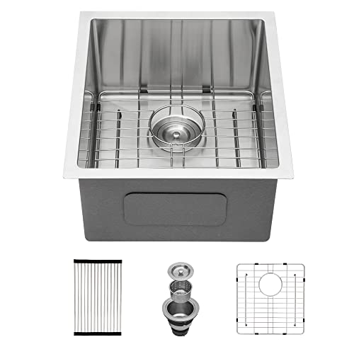 15 Bar Sink Undermount - Lordear 15x17 Inch Stainless Steel Undermount Sink Bar Prep Sink 16 Gauge R10 Tight Radius Deep Single Bowl Sinks