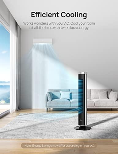 Dreo 42'' Pilot Pro Tower Fan with Remote, 25 DB Quiet DC Portable Bladeless Fan, 90° Oscillating,12H Timer, 9 Speeds,4 Modes, LED Display, Floor Fans for Bedroom Home Office - Sales4U