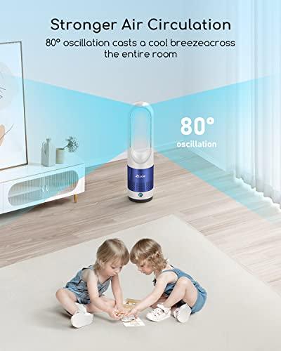 Tower Fan, 22" Bladeless Fan with Remote, LED Display with Auto Off, 8 Speeds, Quiet Cooling, 8H Timer, 80°Swing, Easy to Clean, Space-Saving, Portable Oscillating Fan for Bedroom, Kitchen, Office - Sales4U