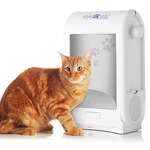 EyeVac Pet Touchless Stationary Vacuum for Pet Hair, Dust & Debris - 1400 Watts Professional Vacuum Active Infrared Sensors, High Efficiency Filtration, Bag-Less Canister (Designer White & Paw Prints) - Sales4U