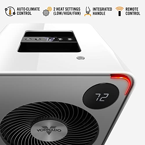 Vornado VMH500 Whole Room Metal Heater, Ice White & Velocity 1 Personal Space Heater with 2 Heat Settings and Advanced Safety Features, Small, White