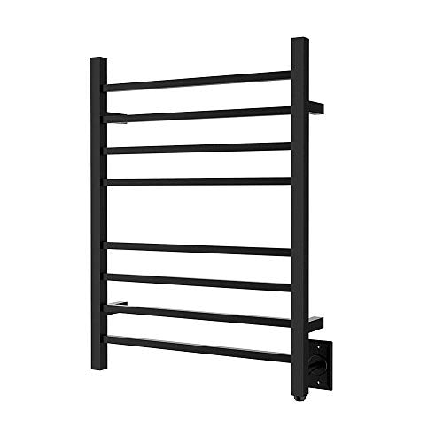 HEATGENE Towel Warmer, Heated Towel Warmer Rack, Wall-Mounted Hardwired/Plug-in Electric Towel Warmers for Bathroom, Hot Towel Rails - Matte Black