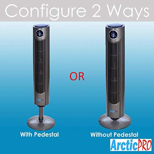 Arctic-Pro Digital Screen Oscillating Tower Fan with Remote Control, Dark Gray, 42-Inch - Sales4U